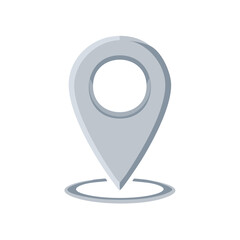 Poster - Gray map pin or location pointer icon, vector graphic, destination marker symbol for navigation