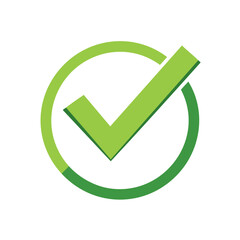 Poster - Bright Green Check Mark Circle Symbol for Correctness and Approval in Business and Graphic Design