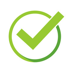 Poster - Green Check Mark in Circle Symbolizing Approval and Success, Vector Illustration