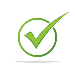 Poster - Green Check Mark Inside Circle Shape Approval Acceptance Sign Symbol Graphic Element