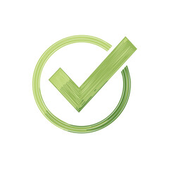 Poster - Green Hand Drawn Check Mark Design inside Circle Simple Approval Symbol