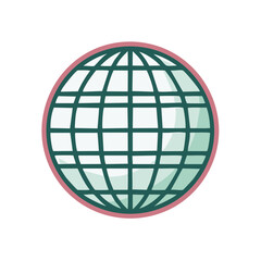 Poster - Illustration of a Teal World Globe Grid with Pink Rim, Vector Earth Model, Travel and Global Theme