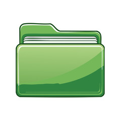 Poster - Green File Folder with Documents Organized Papers and Glossy Style Illustration
