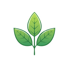 Aufkleber - Stylized Green Leaf Icon with Three Leaves Illustrating Growth and Sustainability