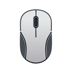 Poster - Computer mouse digital illustration showcasing ergonomic design and sleek gray color scheme for user interface design