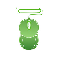Poster - Green Computer Mouse with Scroll Wheel and Attached Cord. Pointing Device Illustration, Icon or Design.