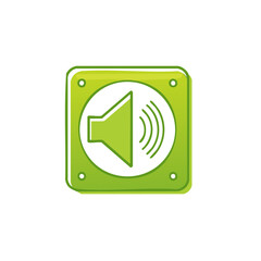 Poster - Lime Square Sound Icon: Audio Waves in Graphic Symbol, Podcast Playback Alert, Notification Volume
