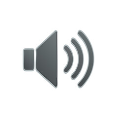 Poster - Audio Volume Symbol Icon with Waves Representing Sound Propagation on White Background