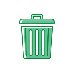 Poster - Green Recycle Bin Icon: Simple Design for Waste Disposal and Environmental Concept