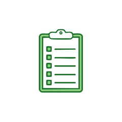 Poster - Checklist Clipboard Icon Green Color, Blank Lined Paper with Check Boxes, To Do List, Vector Illustration
