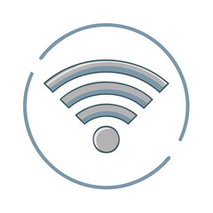 Poster - Stylized Wireless Signal Icon with Circle Frame Modern Connection Technology Symbol