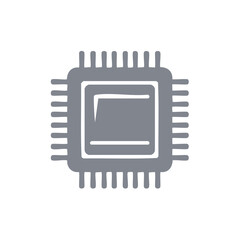Poster - Grey Microchip Icon Representing Computer Technology and Electronic Components