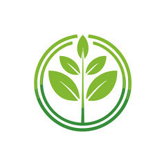 Aufkleber - Organic Plant Inside Circular Symbol Representing Environmental Awareness