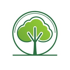 Aufkleber - Green Tree with a Circular Frame Represents Nature Preservation or Environmental Awareness