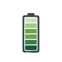 Poster - Illustration of fully charged battery, green gradient, icon for energy level indicator