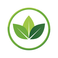 Aufkleber - Three Green Leaves Symbol in Circle, Natural Logo, Eco, Plant, Agriculture