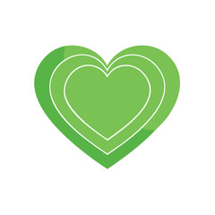 Poster - Minimalist Green Heart Symbol Design with Three Outlines on White