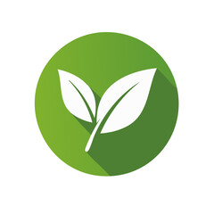 Aufkleber - Green Circle with White Leaves Ecological Symbol Concept Vector Illustration