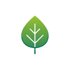 Poster - Stylized Green Leaf Icon Design Single Natural Foliage Element
