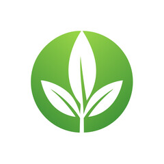 Aufkleber - Elegant Leaves Sprout Inside Vibrant Green Circle Symbolizing Natural Growth and Eco Awareness