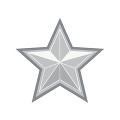 Poster - Five-Pointed Star Illustration in Grey and White with Outlined Edges