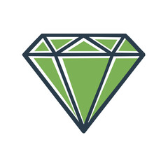 Poster - Stylized Green Diamond Icon Gemstone Graphic Element