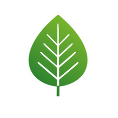 Aufkleber - Green leaf with stem and veins, nature illustration, eco symbol, leaf icon