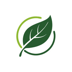 Aufkleber - Eco Leaf in Circular Frame Logo Design Fresh Green Concept