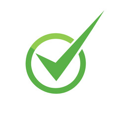 Poster - Green check mark inside a circle icon with transparency. Correct choice symbol in rounded outline.