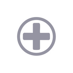 Poster - Grey Cross in Circle Symbol for Healthcare, Medical, or Addition Concepts on White