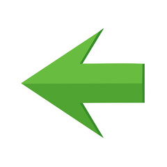Poster - Green arrow icon pointing to the left direction, representing navigation, guidance or direction with a geometric design.