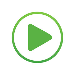 Poster - Green Circle with Triangle Arrow Play Button Icon Modern Graphic on White Background