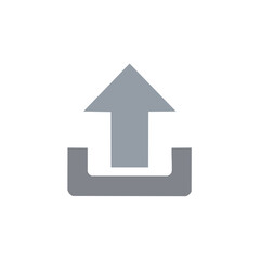 Poster - Simple graphic icon of uploading process featuring arrow and box shapes on a bright background