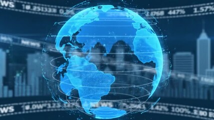 Abstract background of rotating digital earth globe, a concept of news and tv journalism