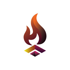 Aufkleber - Stylized illustration of a flame rising from a geometric base, rendered with a gradient color scheme.