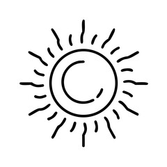 Poster - Sun outline drawing vector illustration summer sunshine heat light ray design graphic element icon art, sunbeam