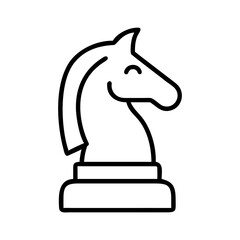 Poster - Chess knight piece vector illustration outline drawing strategy game board game competition tournament