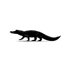 Poster - Silhouette depiction of a reptile with a long tail and short legs walking on a flat surface design art