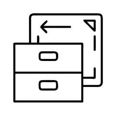 Poster - Drawer cabinet with arrow icon vector illustration storage furniture organization design element sign