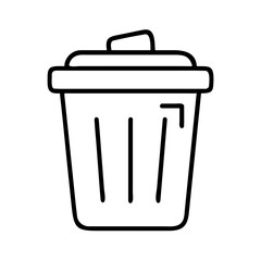 Poster - Outline trash can icon vector illustration, waste management bin symbol, garbage container drawing