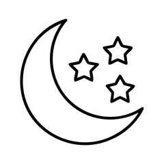 Poster - Moon and stars vector illustration night sky celestial crescent outline design element graphic art 90