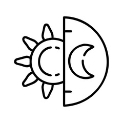 Poster - Day and night vector icon illustration, sun and moon concept, astrology and astronomy design