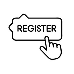 Poster - Register now button graphic vector illustration for event signup form and membership registration