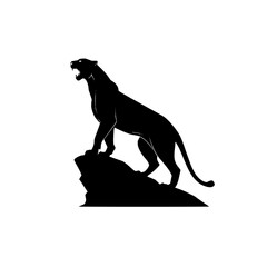 Poster - Silhouette of a roaring panther on a rock
