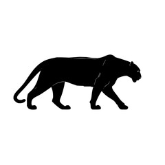 Poster - Silhouette of a black panther walking in an urban setting
