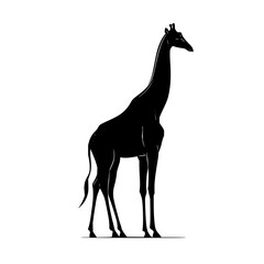 Poster - Silhouette illustration of a giraffe standing tall with its long neck and slender legs in clear view and detail