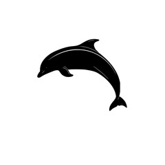 Poster - Black silhouette of a dolphin leaping