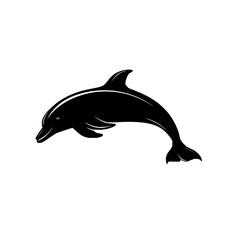 Poster - Silhouette of a dolphin jumping in urban aquarium