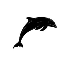 Poster - Silhouette of a dolphin jumping in an urban aquarium