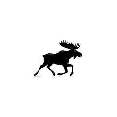 Poster - Silhouette of a moose crossing a city street